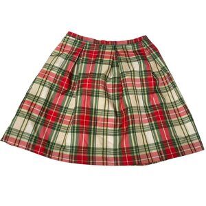 Hartstrings Christmas Skirt Girls Size 4 Red Green Holiday Plaid Full Taffeta